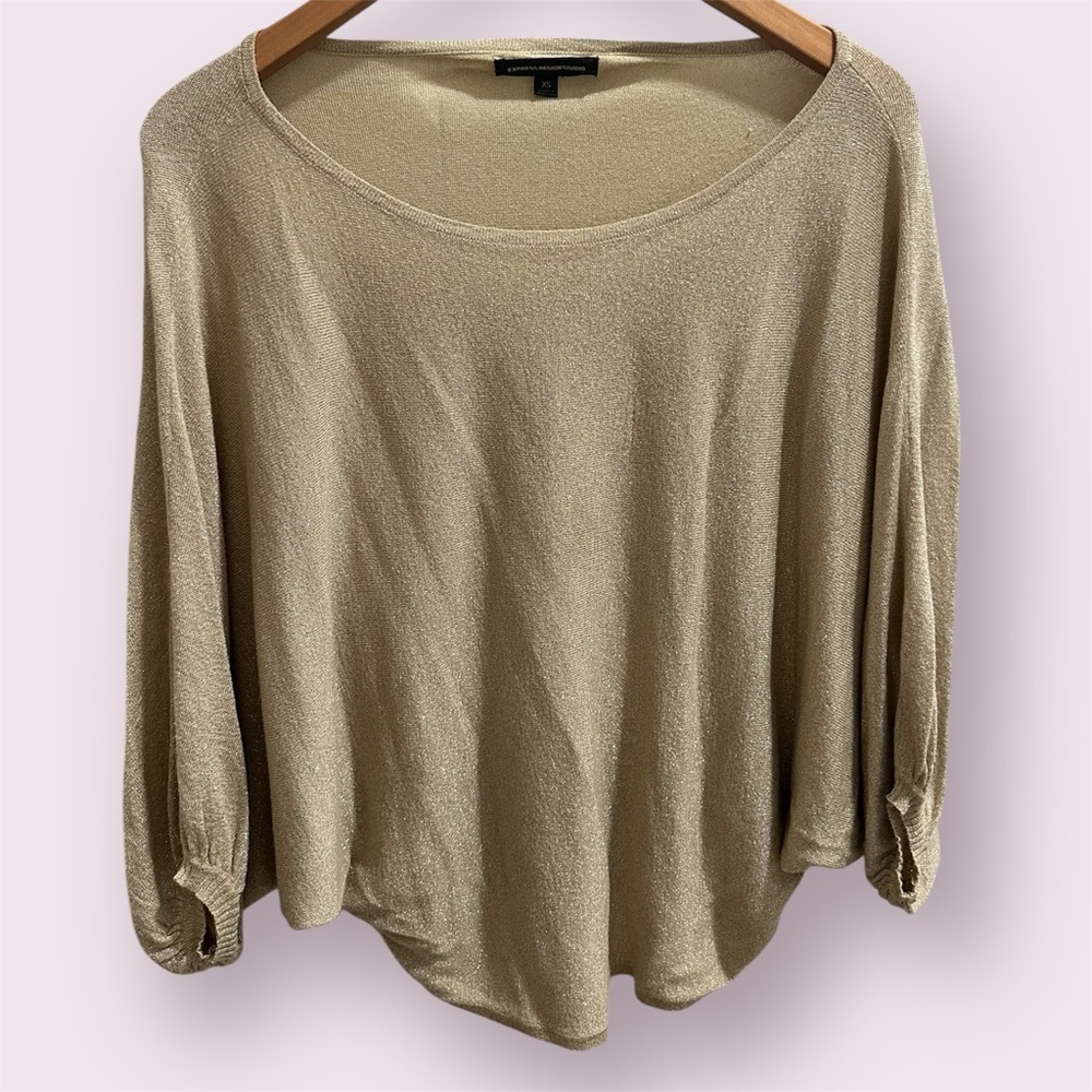 Express Gold Oversized 3/4 Sleeve Blouse